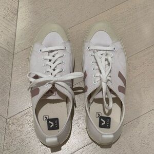 Veja White and Pink Sneakers